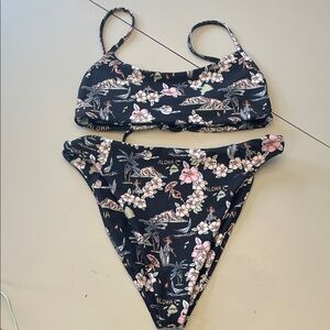 Skatie Black Floral Bikini Set